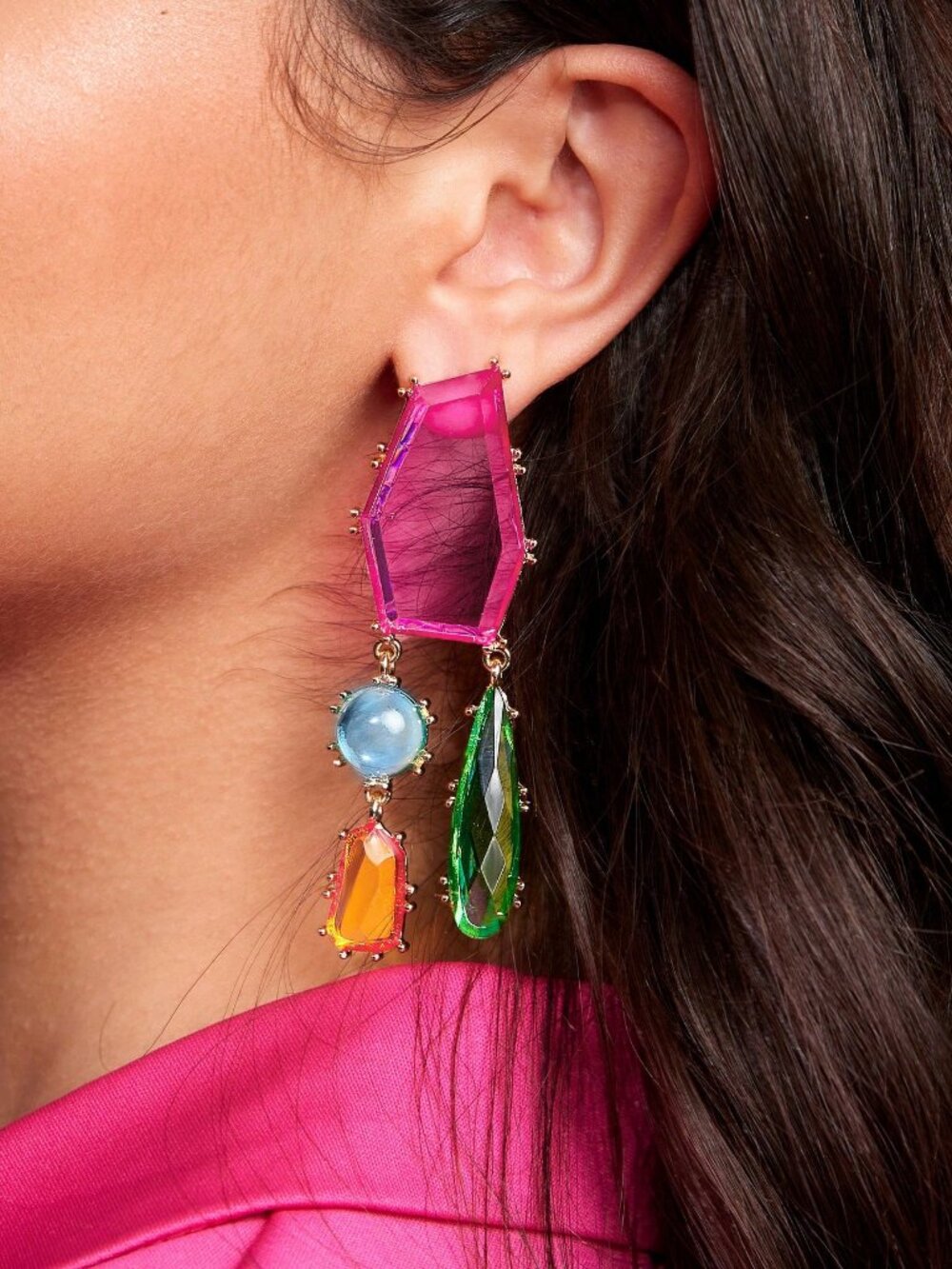Multicolor Women's Pendant Decorated Drop Ear